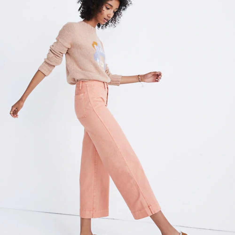 Rose Blush Pink Sailor Crop Wide Leg Pants